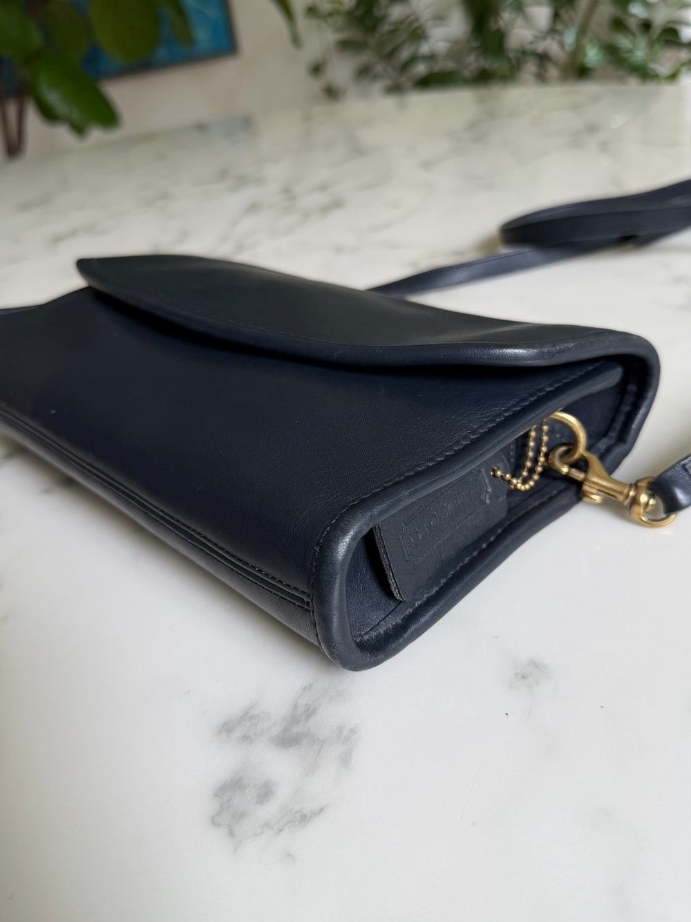 Coach Vintage Sterling Envelope Clutch Crossbody Bag 9945 Navy Blue Leather 90s - Picture 11 of 16